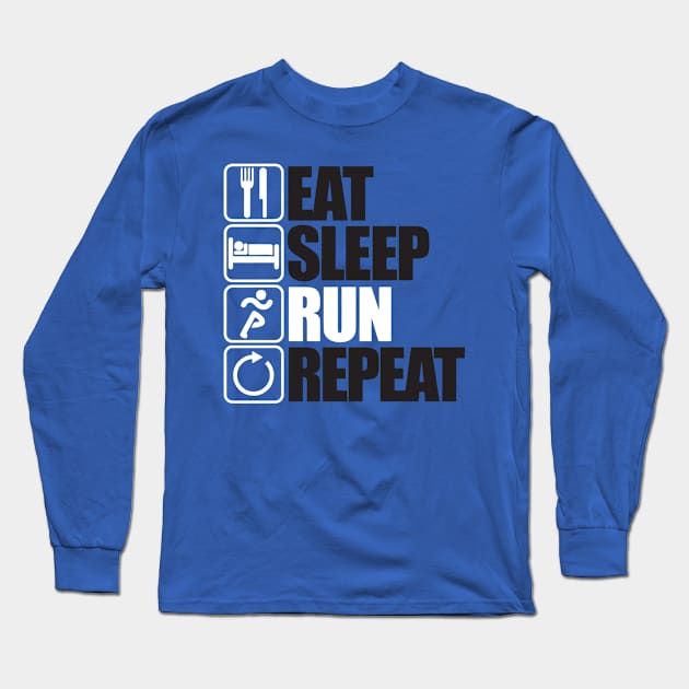 eat sleep run repeat 3 Long Sleeve T-Shirt by equatorial porkchop